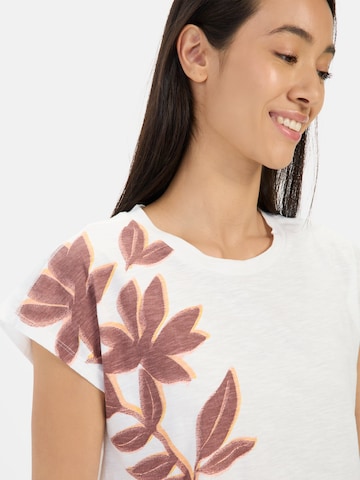 CAMEL ACTIVE T-Shirt mit Blumenprint aus Baumwolle in Weiß