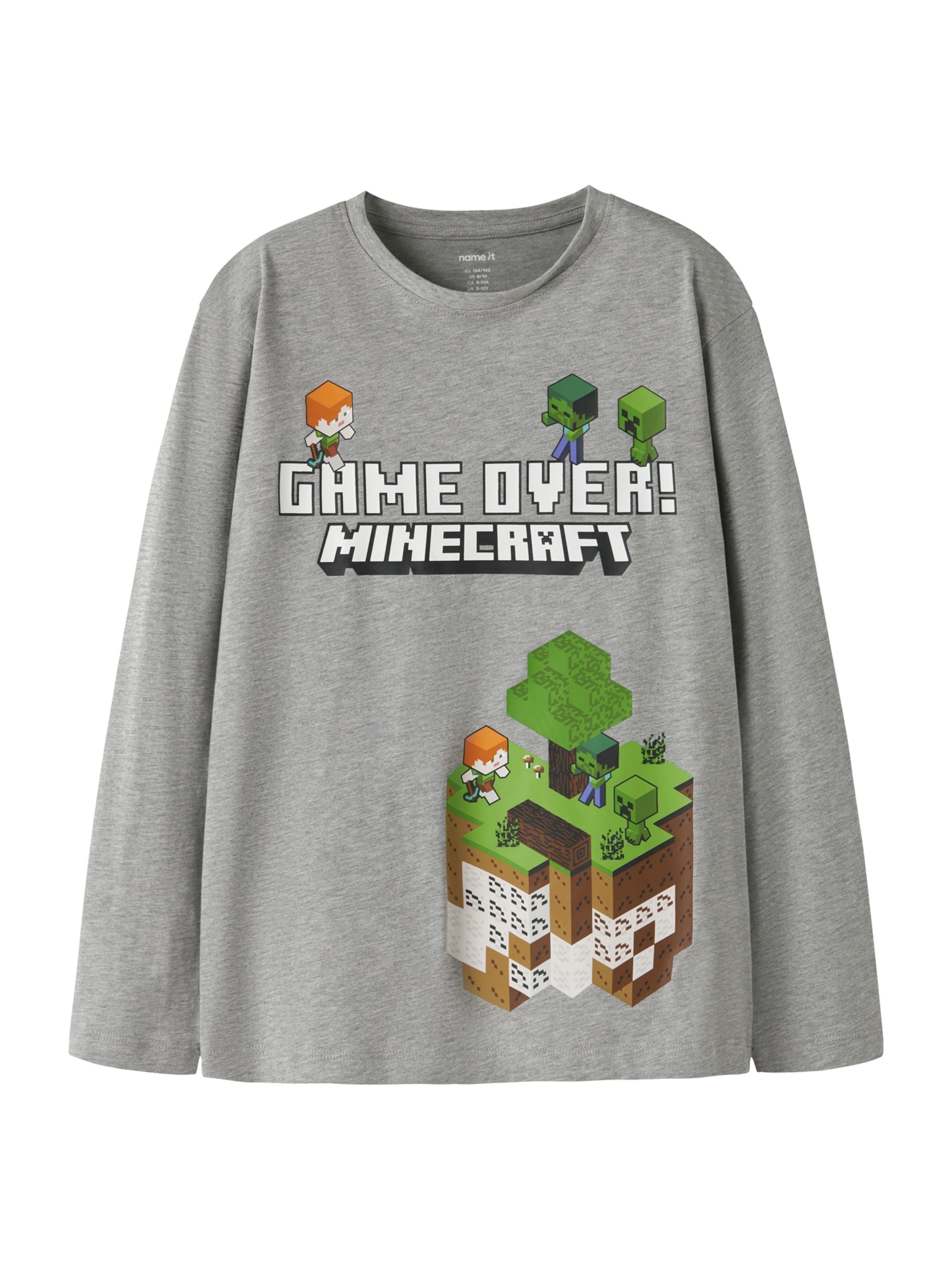 NAME IT Футболка 'NKMAR MINECRAFT' в Серый: спереди
