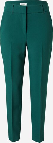 s.Oliver BLACK LABEL Regular Trousers with creases in Green: front