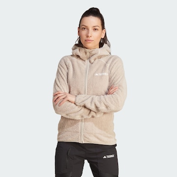 ADIDAS TERREX Athletic Fleece Jacket 'Techrock' in Beige: front