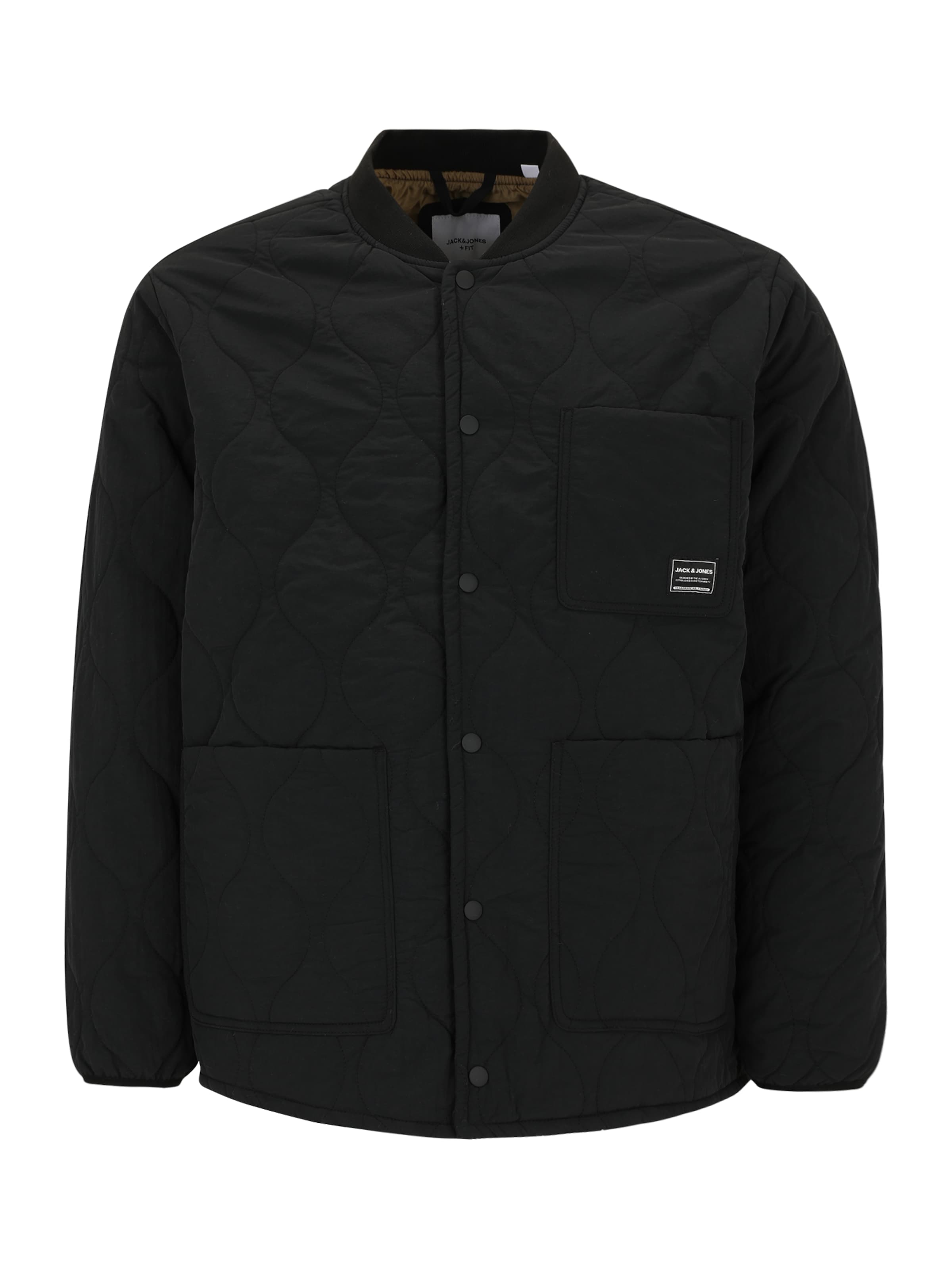 Jack & Jones Plus Φθινοπωρινό και ανοιξιάτικο μπουφάν 'JJHERO' σε μαύρο: μπροστά