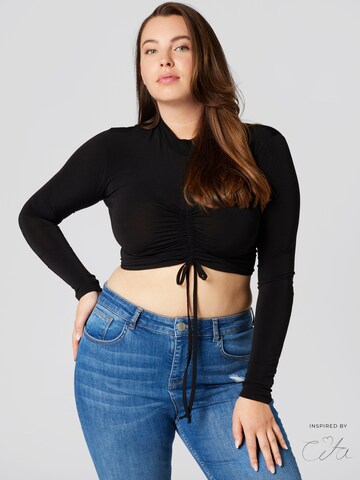 Guido Maria Kretschmer Curvy Shirt 'Kayleen' in Black: front