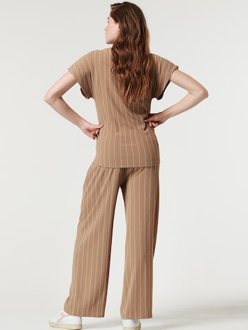 Supermom Wide leg Trousers 'Stripe' in Brown