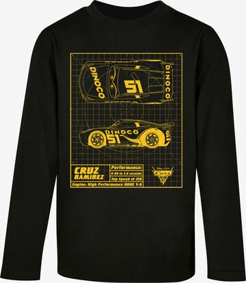 ABSOLUTE CULT Shirt 'Cars - Cruz Ramirez Blueprint' in Zwart: voorkant