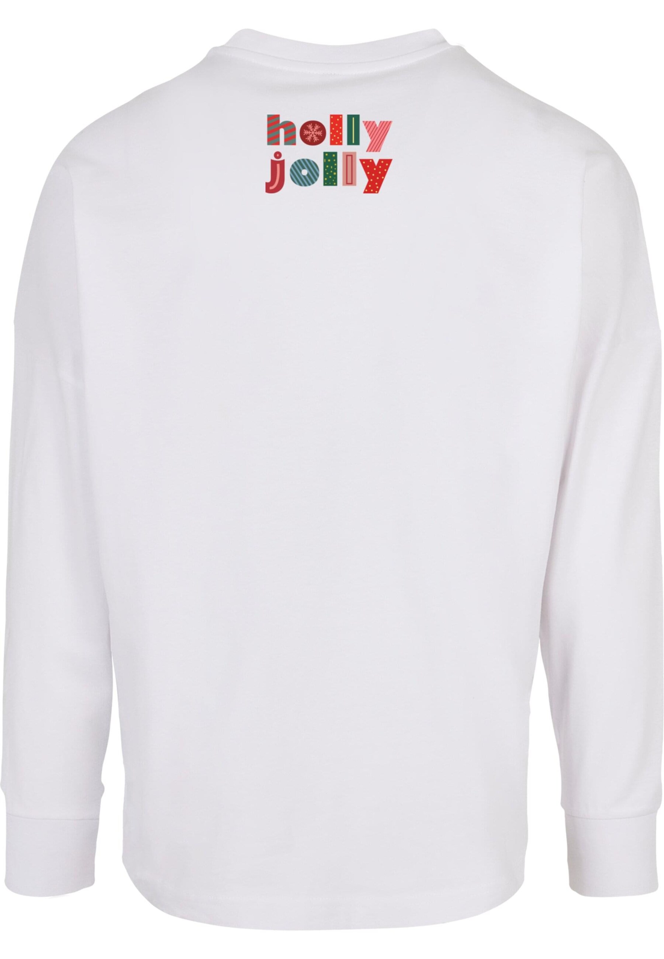 Merchcode Shirt 'Christmas Holly Jolly Mood' in Wit