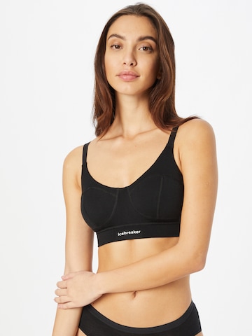 ICEBREAKER Bralette Sports Bra 'Queens' in Black: front