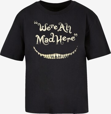 F4NT4STIC Shirt 'Alice im Wunderland Mad Here Smile' in Zwart: voorkant