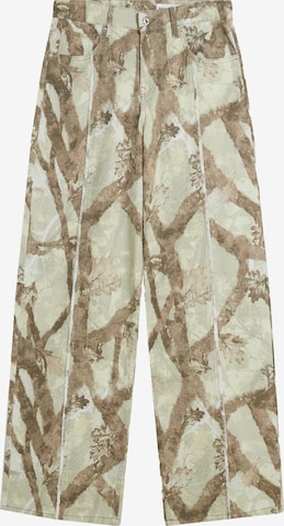 Bershka Wide Leg Farkut värissä vihreä: etupuoli