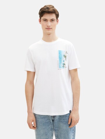 T-Shirt TOM TAILOR DENIM en blanc : devant