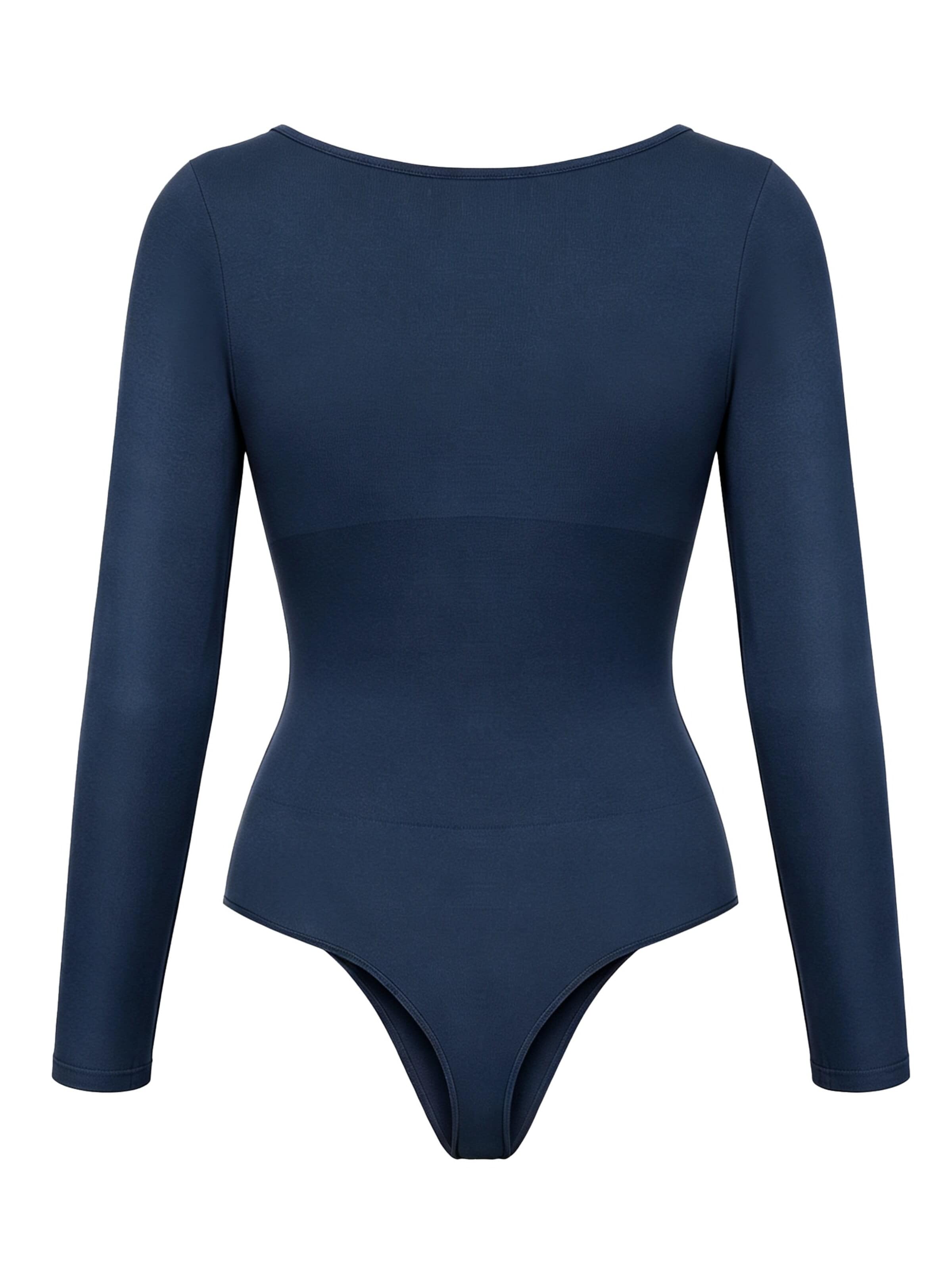 cfab - Body moldeador 'Clean Longsleeve Squareneck Sculpting Bodysuit with String' en azul