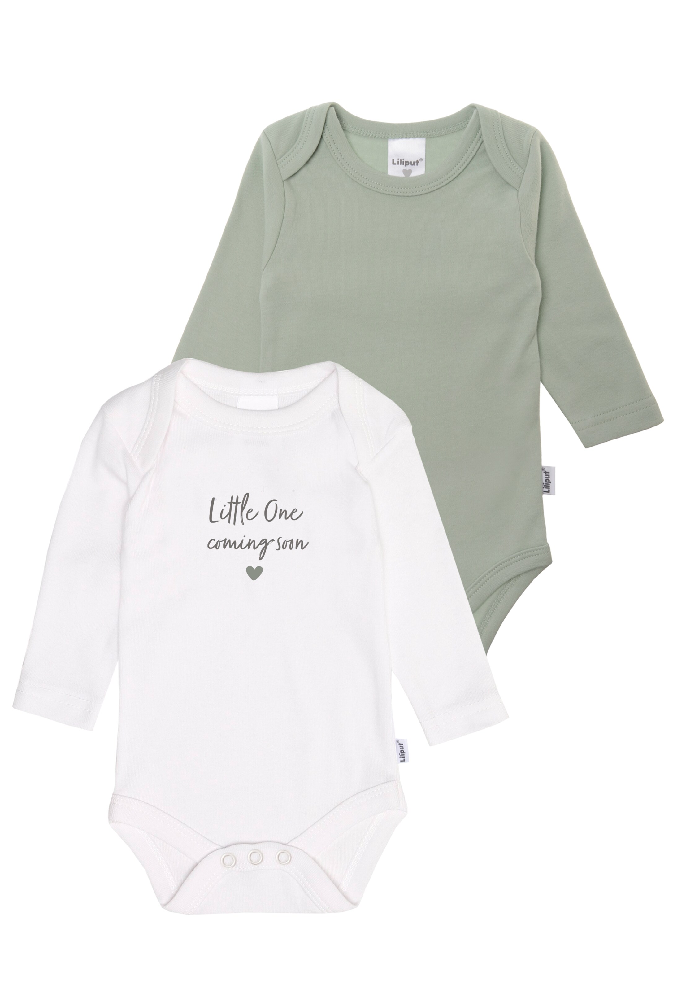 LILIPUT Romper/Bodysuit 'Little One Coming Soon' in Green: front