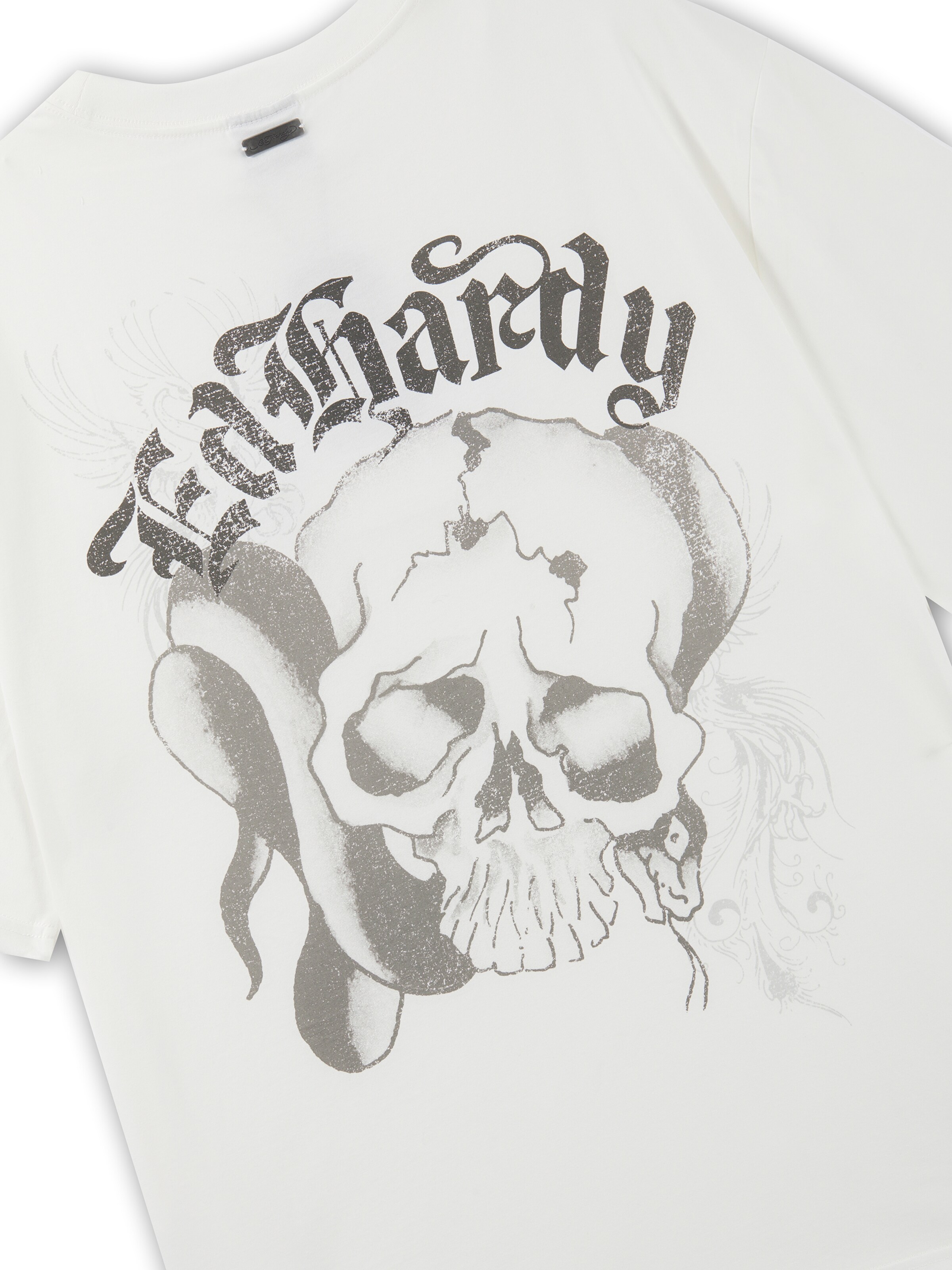 Ed Hardy Μπλουζάκι 'Faded Gothic Skull' σε λευκό