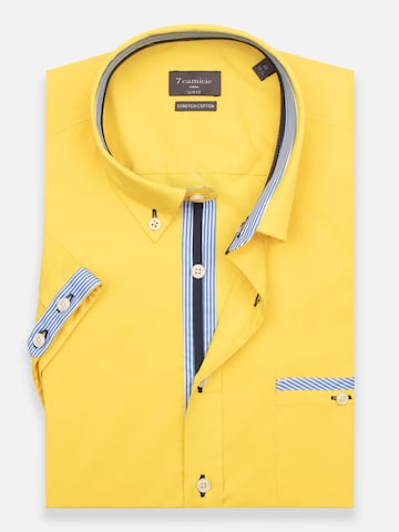 Slim fit Camicia business 'Iconic Poplin Stretch Man Shirt Short Sleeve Light Blue' di 7Camicie in giallo