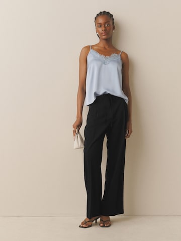 Next Wide leg Pleat-front trousers in Black: front