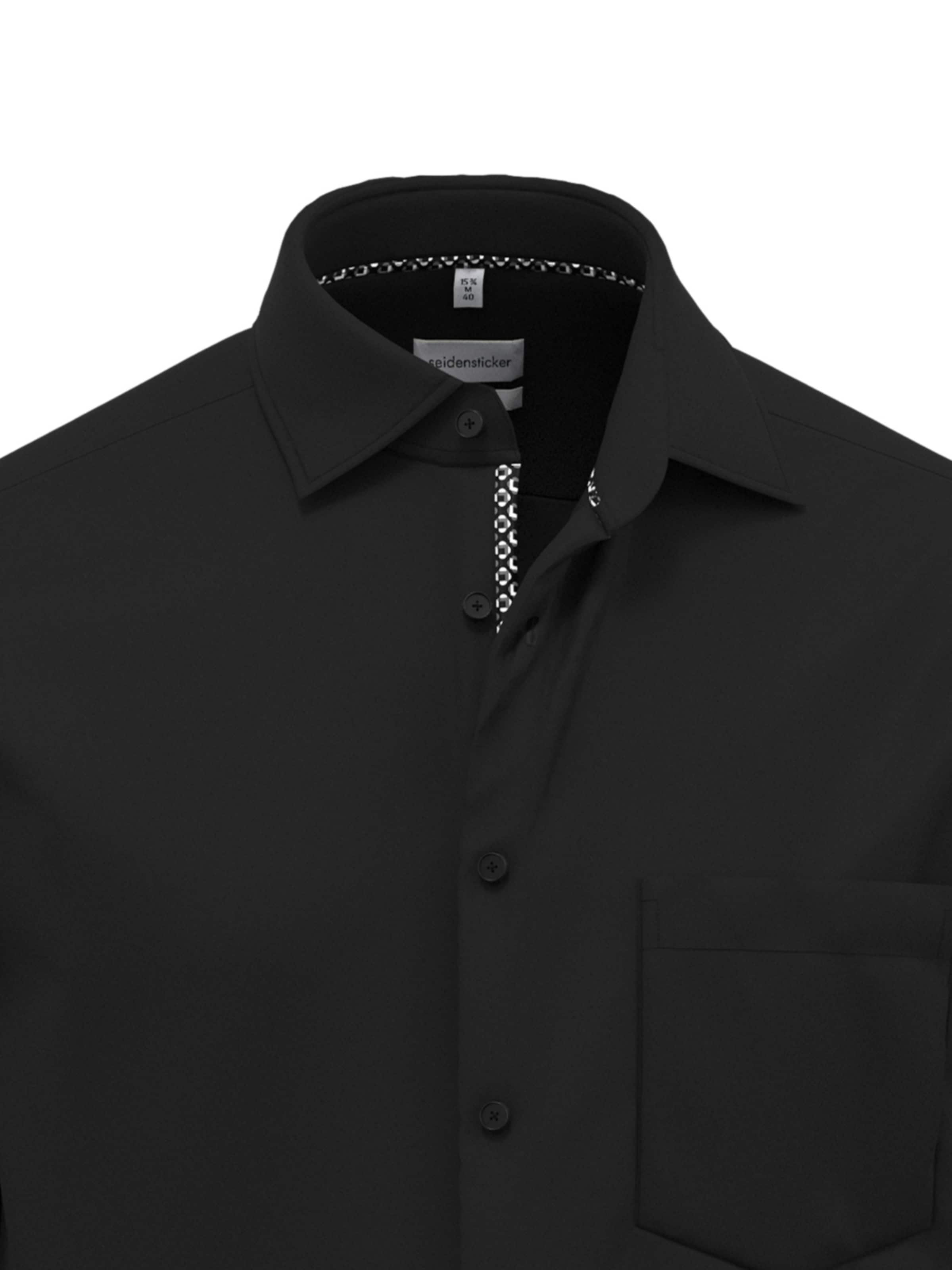 SEIDENSTICKER Средняя посадка Деловая рубашка в Черный
