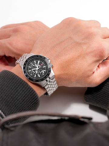 SWISS MILITARY HANOWA Analoog horloge 'Watchman' in Zilver: voorkant