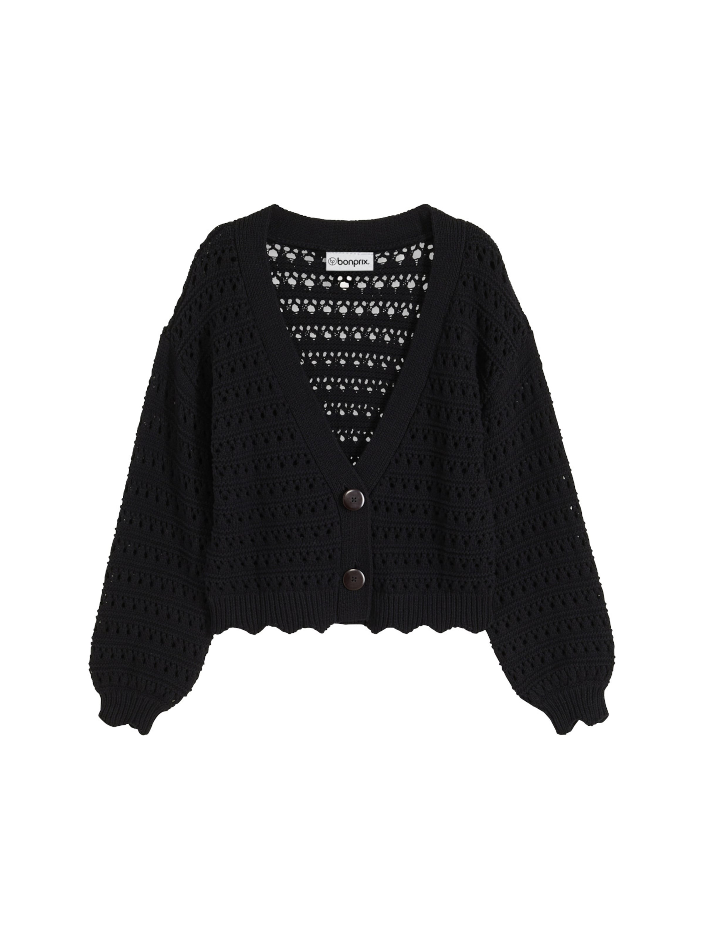 bonprix Strickjacke in Schwarz: Vorderseite
