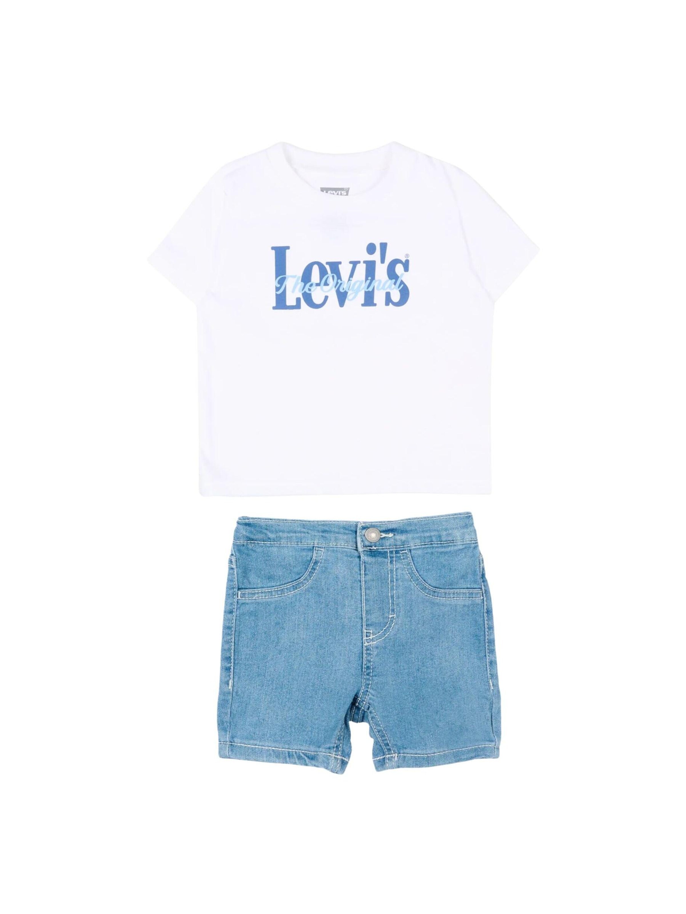 Levi's Kids Zestaw 'LVB HP AOP LOGO TEE & SHORT' w kolorze biały: przód