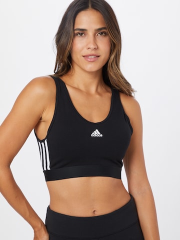 ADIDAS SPORTSWEAR Korzetová Sportovní podprsenka 'Essentials 3-Stripes With Removable Pads' – černá: přední strana