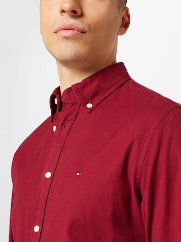 TOMMY HILFIGER Regular fit Button Up Shirt 'Flex' in Red