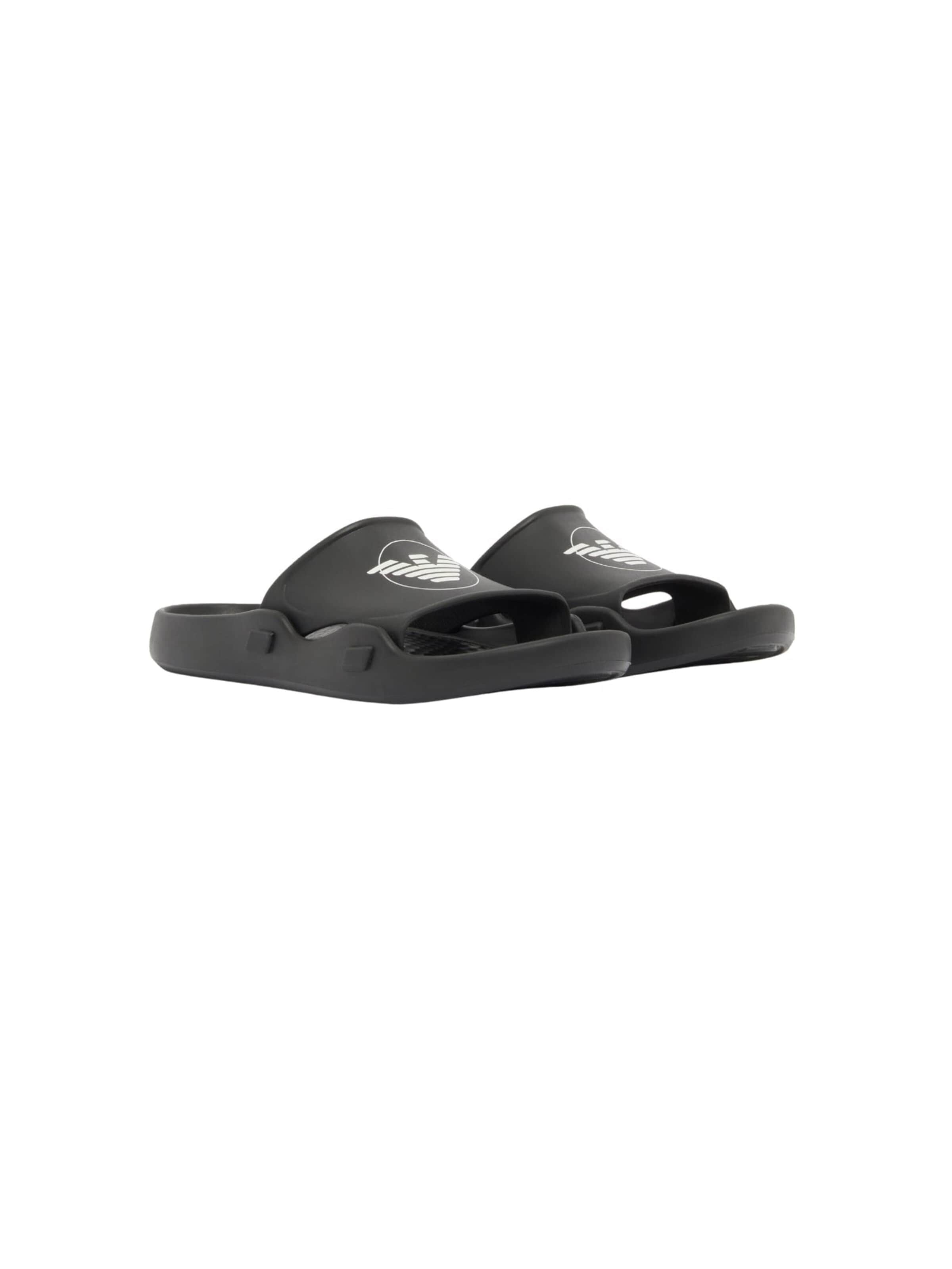 Emporio Armani - Zapatos abiertos 'Shaped Sliders with Eagle' en negro