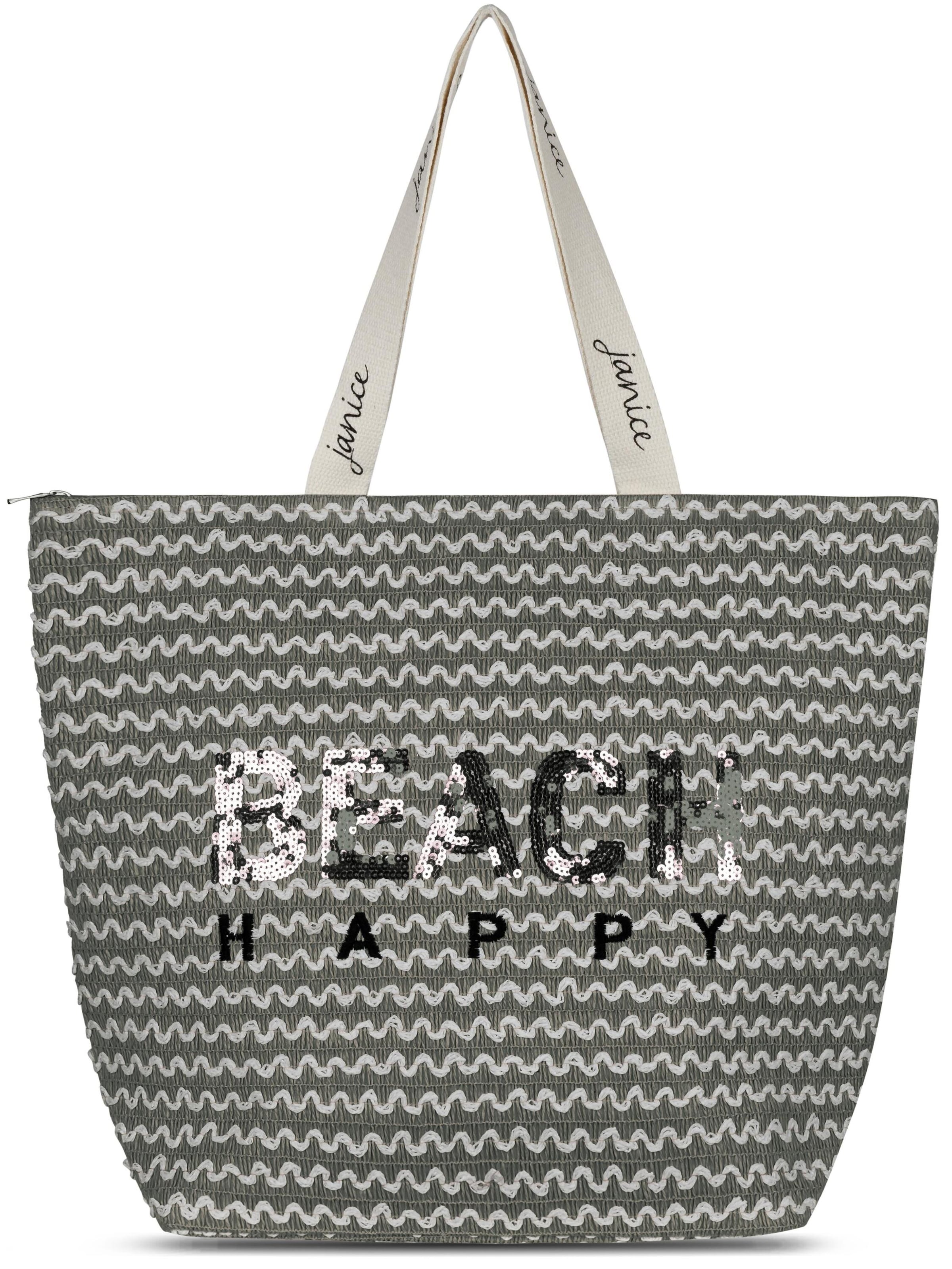 normani Strandtasche 'Meeru' in grau / hellgrau / schwarz, Produktansicht