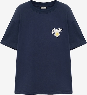 Pull&Bear Koszulka w kolorze niebieski: przód