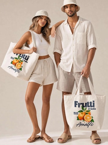 Neverless Beach Bag 'Frutti di italia' in Beige