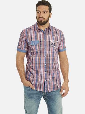 Jan Vanderstorm Comfort fit Button Up Shirt ' Wim ' in Blue: front