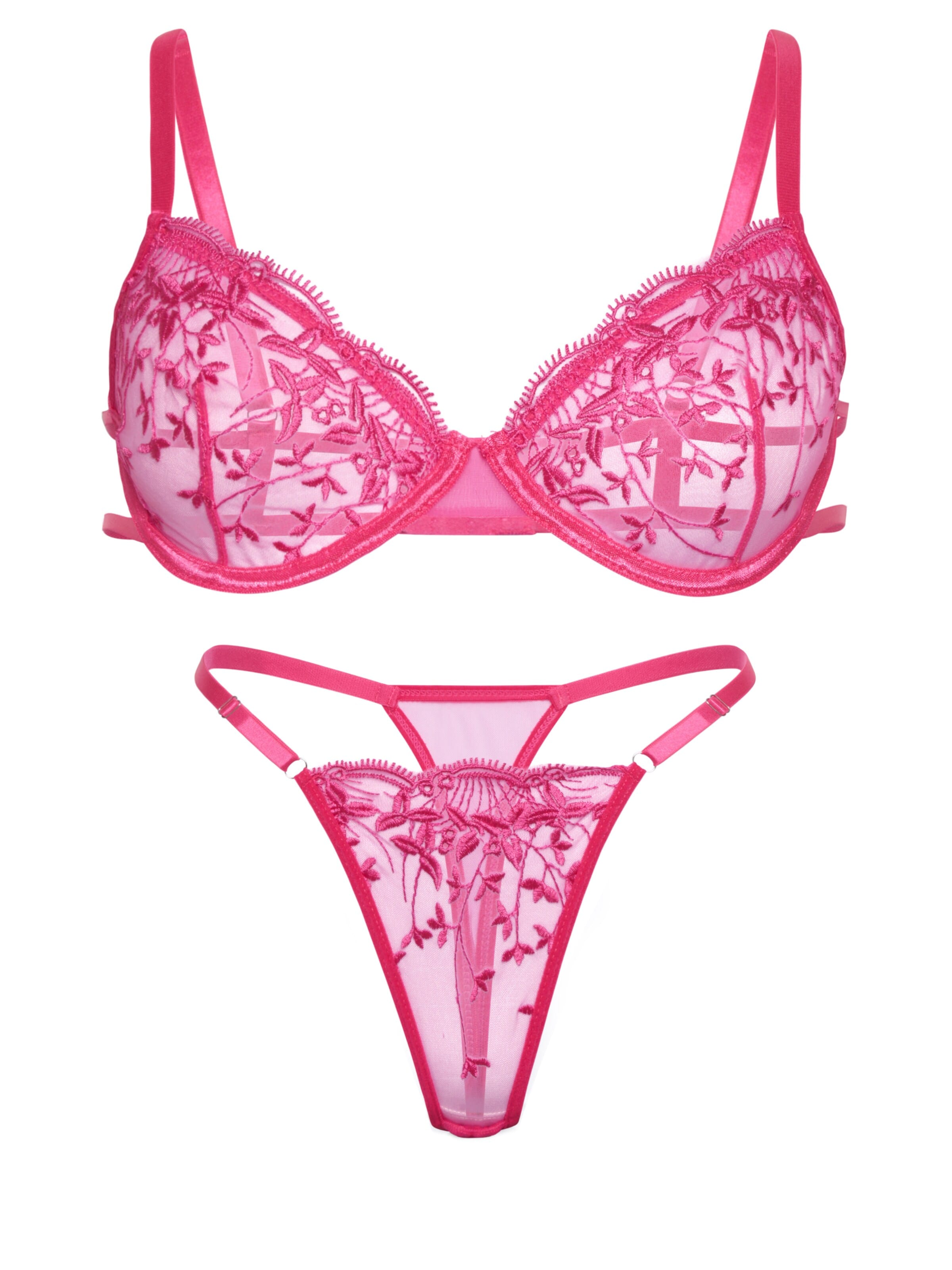 Orchibelle Bralette Underwear Sets in Pink: front