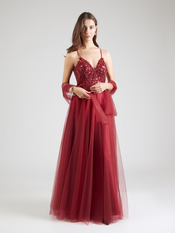 mascara - Vestido de noche en rojo: frente