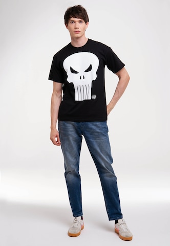 LOGOSHIRT Shirt 'Marvel Comics - Punisher' in Zwart