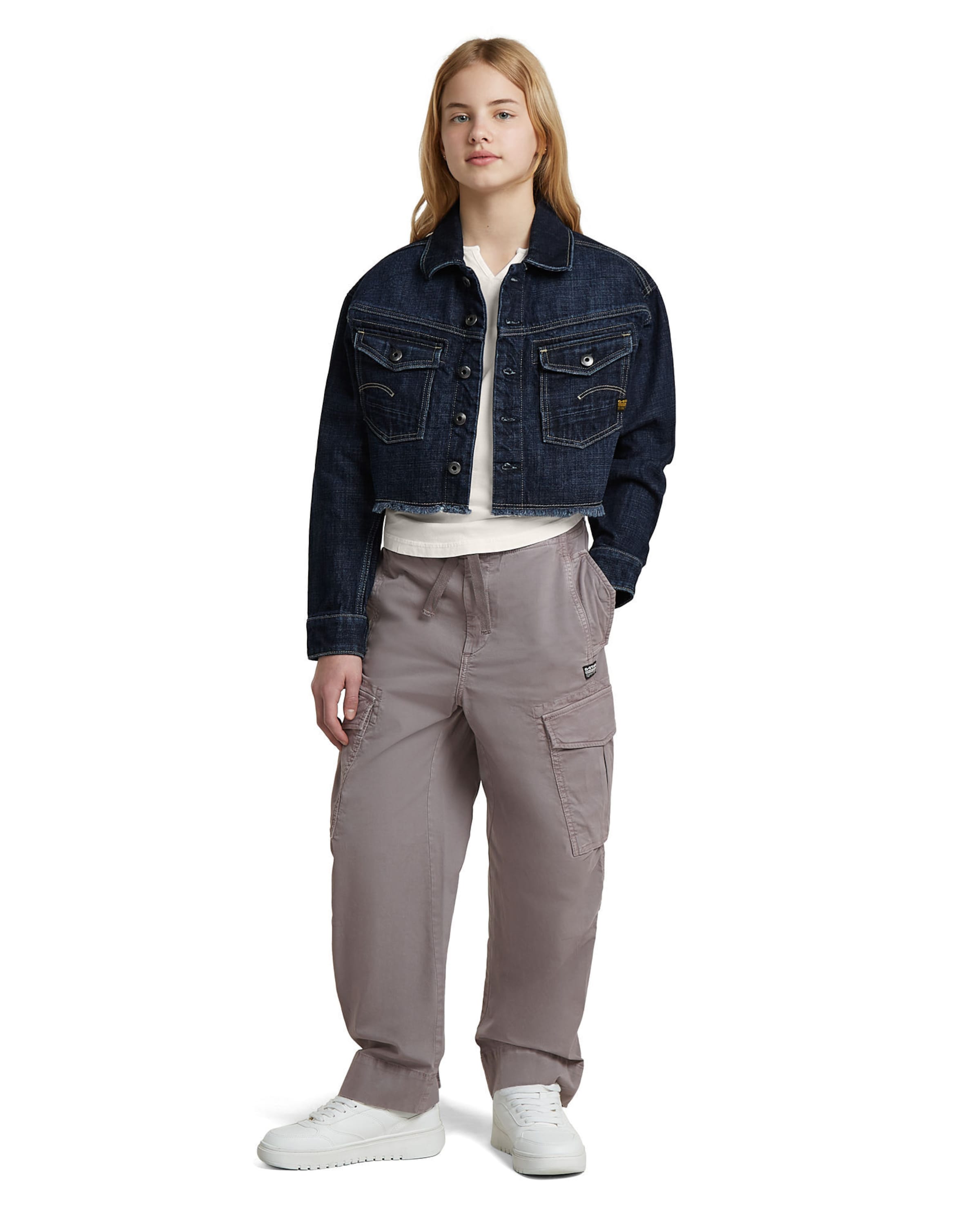 G-STAR Tussenjas 'Girls Cropped Denim Jacket' in Blauw