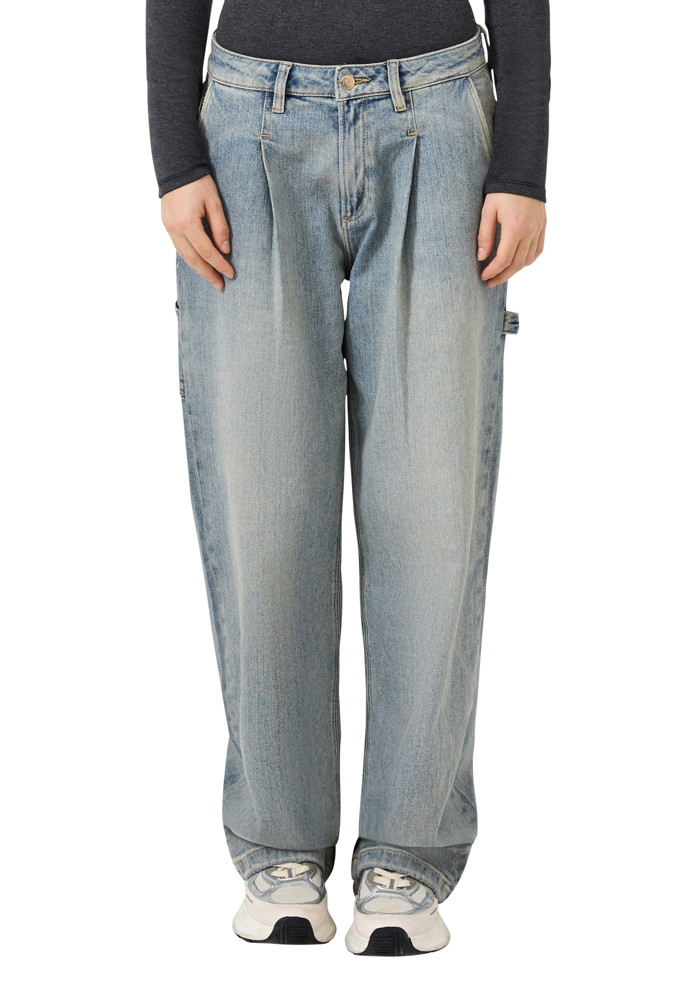 Wide Leg Jean à pince QS en bleu : devant