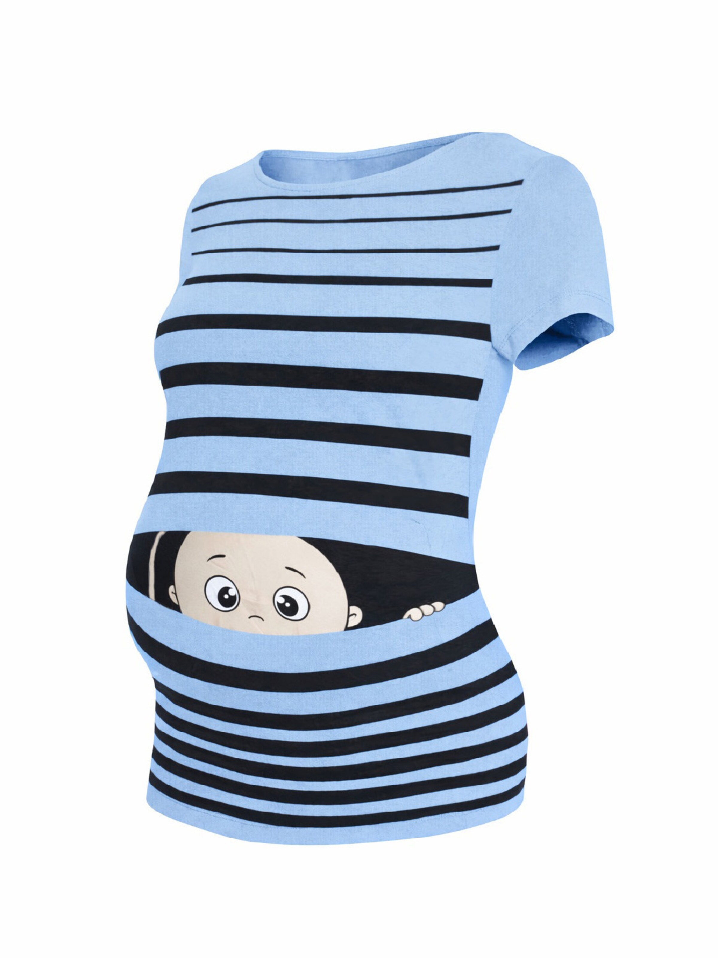 M.M.C. Shirt 'Guck Guck Umstandsshirt' in Blue: front