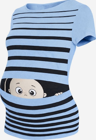 M.M.C. Shirt 'Guck Guck Umstandsshirt' in Blue: front