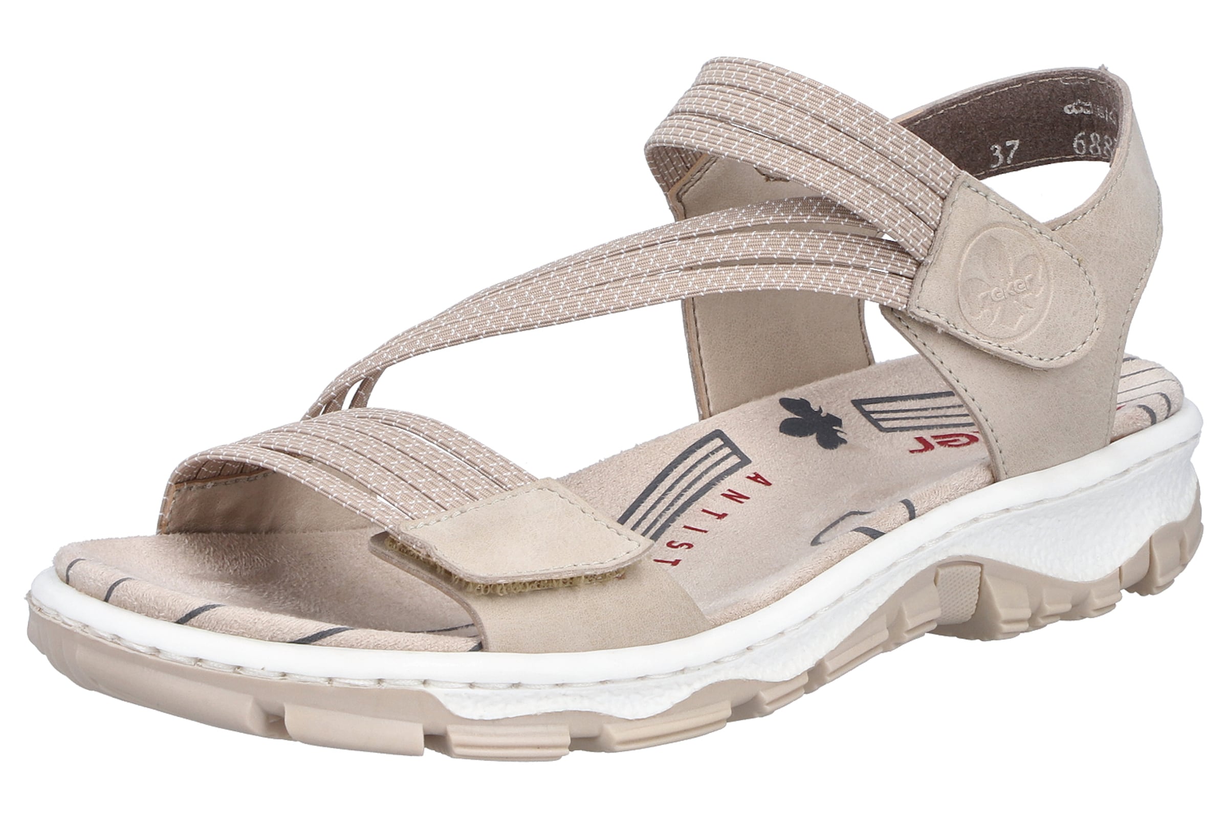 Sandales de randonnée Rieker en beige : devant