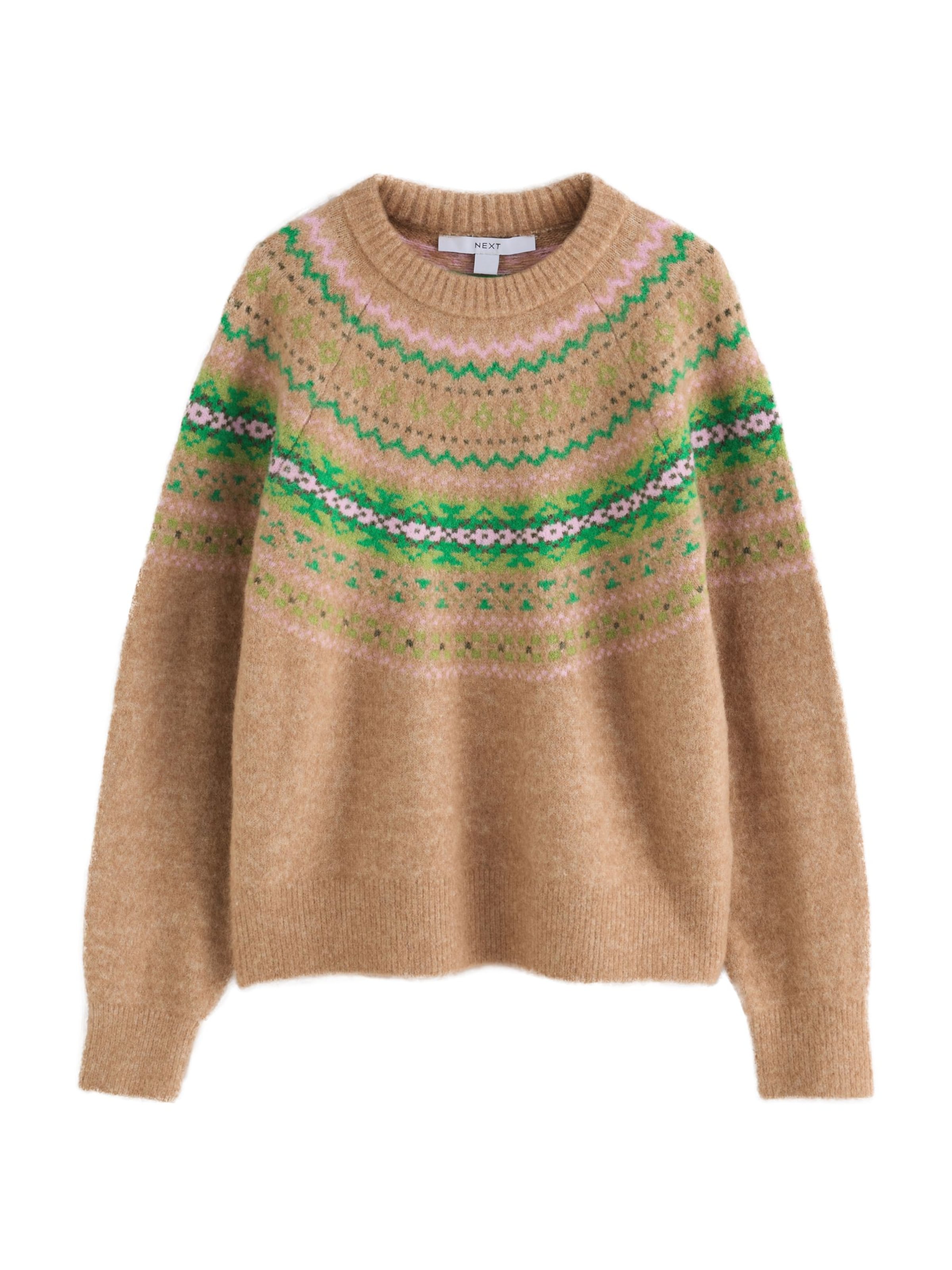 Pullover in XL Next di colore camello / verde / rosa / rosa, Visualizzazione prodotti