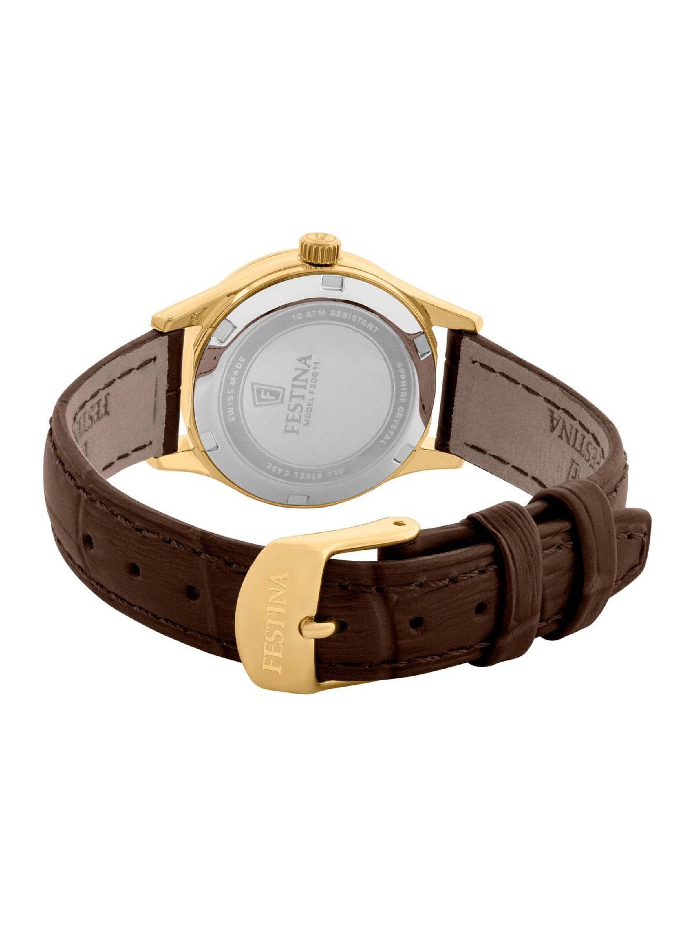 FESTINA Analoog horloge 'Date watch Classic Leather Swiss Made' in Goud