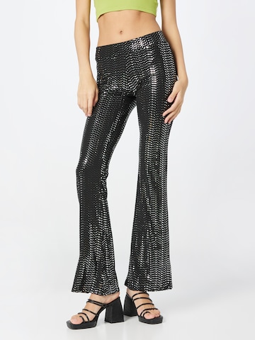 NEON & NYLON Flared Pants 'RICCA' in Black: front