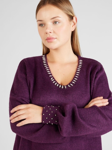 ONLY Carmakoma Sweater 'ALESSIA' in Purple