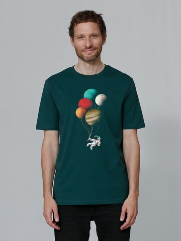 Maglietta 'Balloon Spaceman' di Watapparel in verde: frontale
