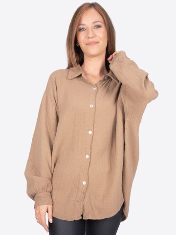 Seasons of April Blouse 'Sasha' in Bruin: voorkant