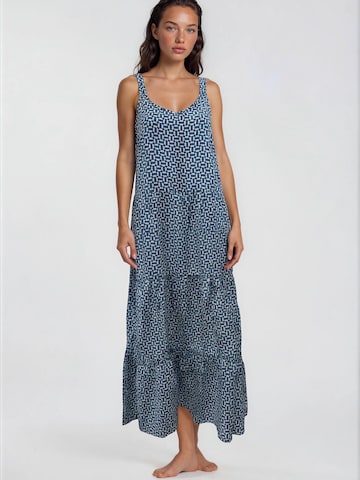 Pink Label Sommerkjole 'BEACHWEAR LONG ABSTRACT GEO' i blå: forside