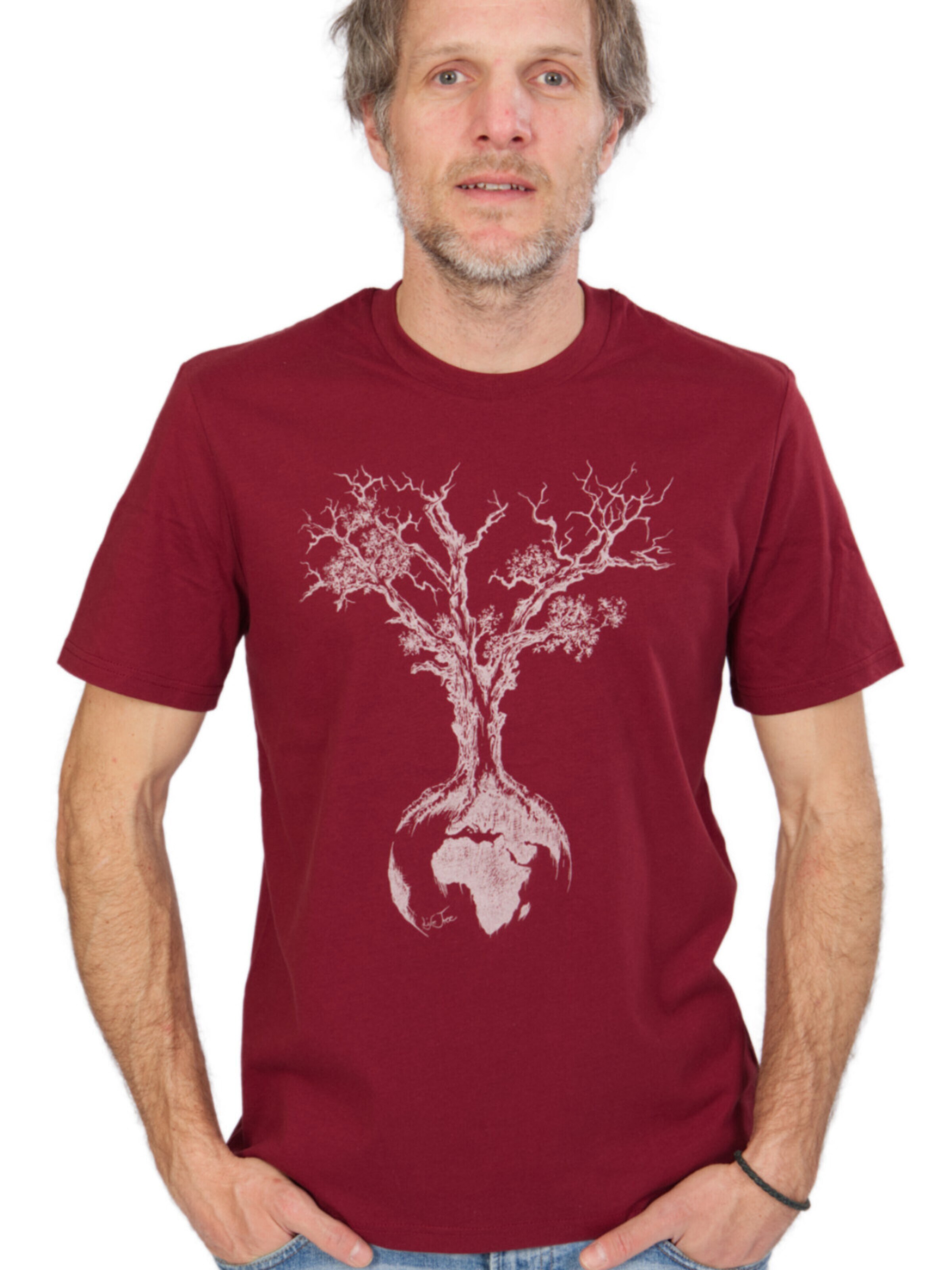 Life-Tree Shirt 'Organic Fairwear Weltenbaum' in Rood