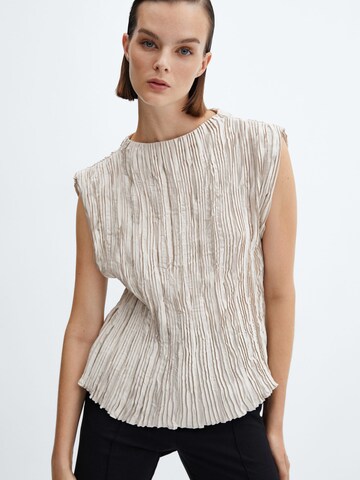 MANGO Blouse 'Column' in Beige: voorkant