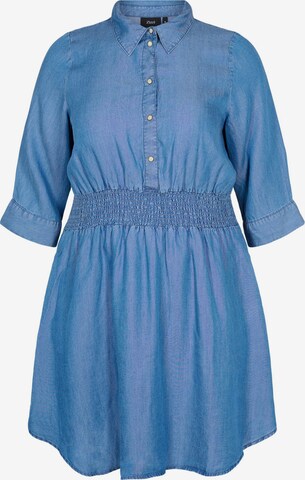 Zizzi Skjortklänning 'MILLE' i blå: framsida