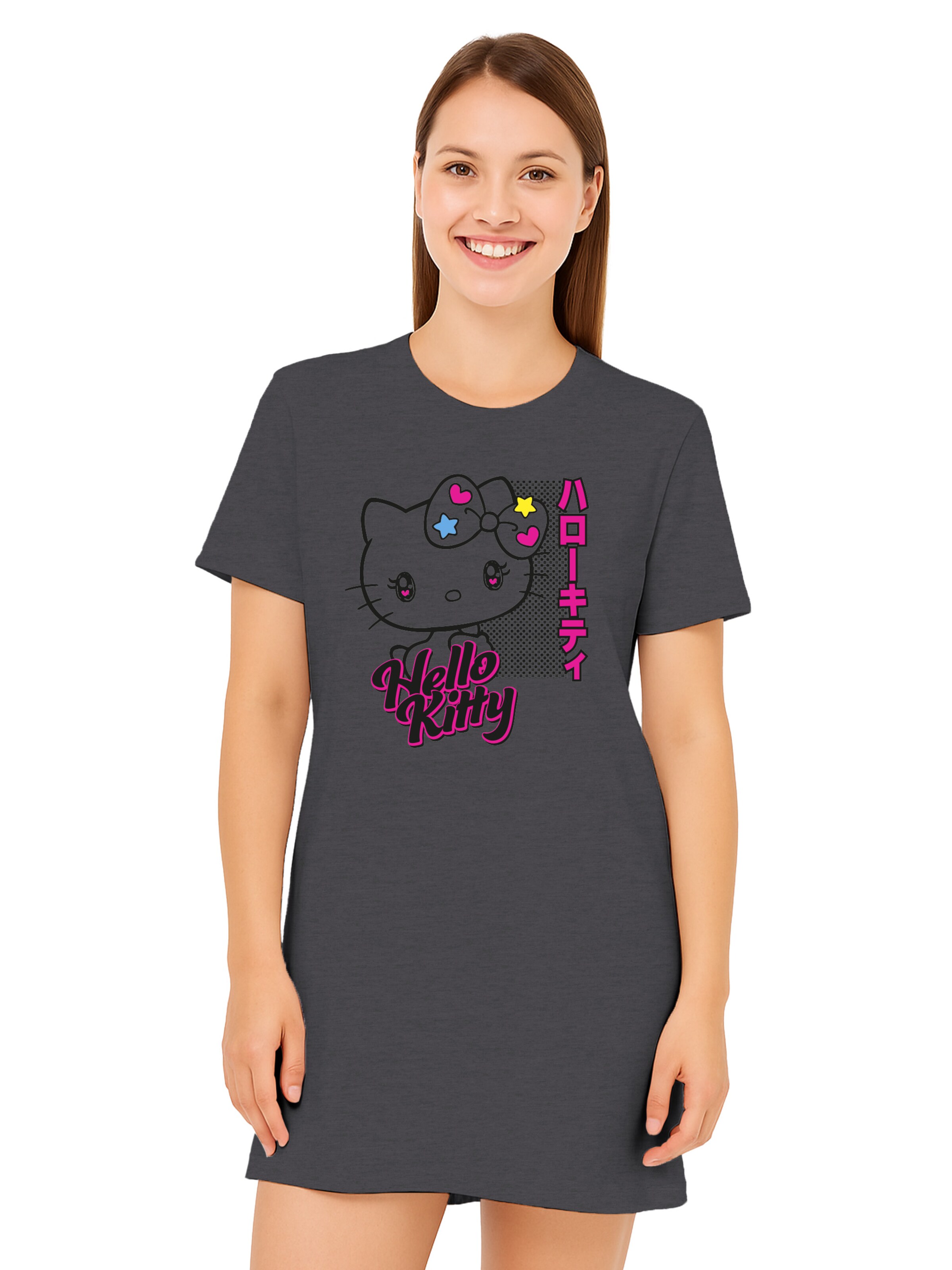 HELLO KITTY Nachthemd 'Hello Kittie'‌‌‌‌‌ in Grau: Vorderseite