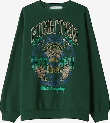 Bershka Sweatshirt in Groen: voorkant