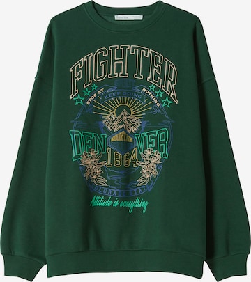 Sweat-shirt Bershka en vert : devant